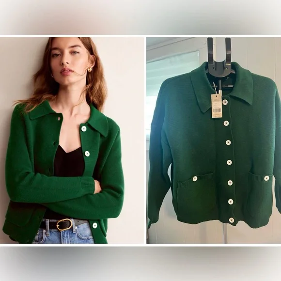 NWT 20/22 Boden Emily Wool Blend Cardigan Hunter Green - Picture 1 of 8